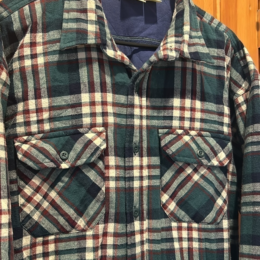L.L. Bean Men's Heavyweight Thermal Insulated Plaid Flannel Shirt Jacket - XXL - Picture 3 of 5